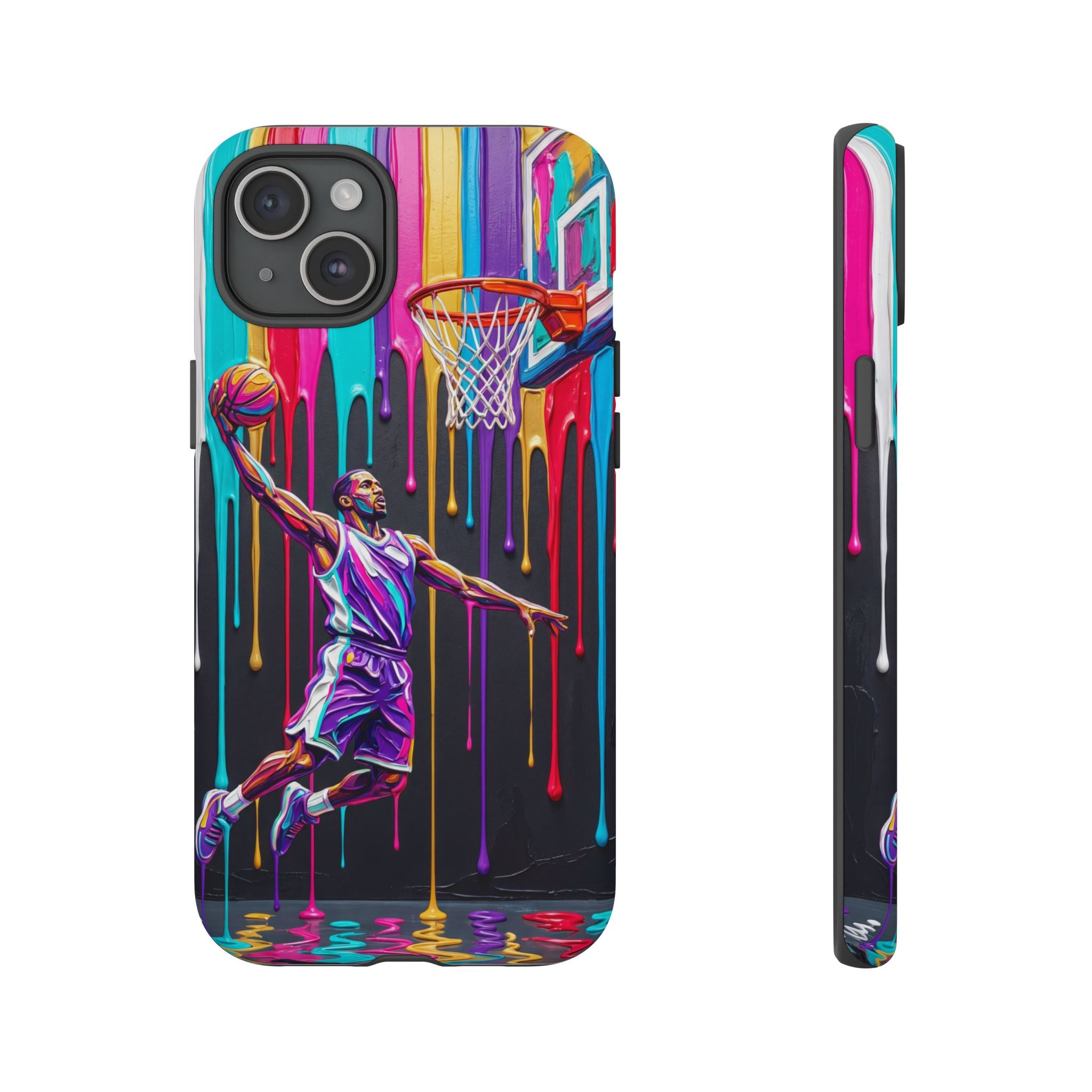 Color Splash Basketball iPhone Case | Vibrant Drip Dunk Design