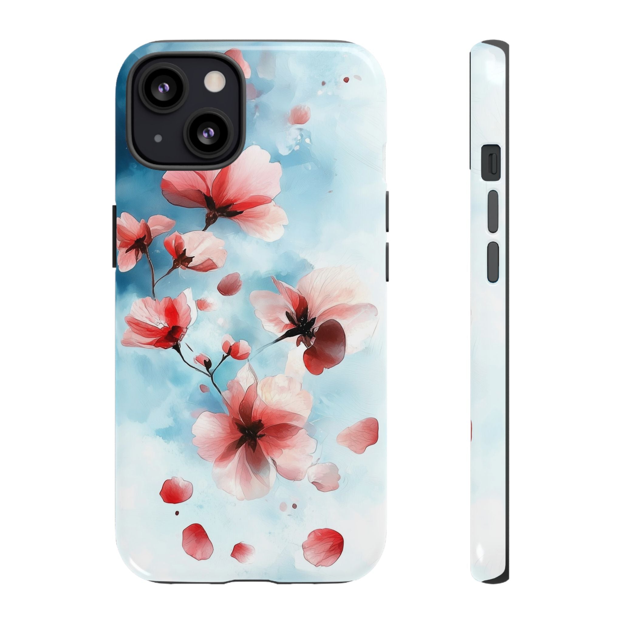 Floral Cherry Blossom iPhone Case | Pastel Pink Blue