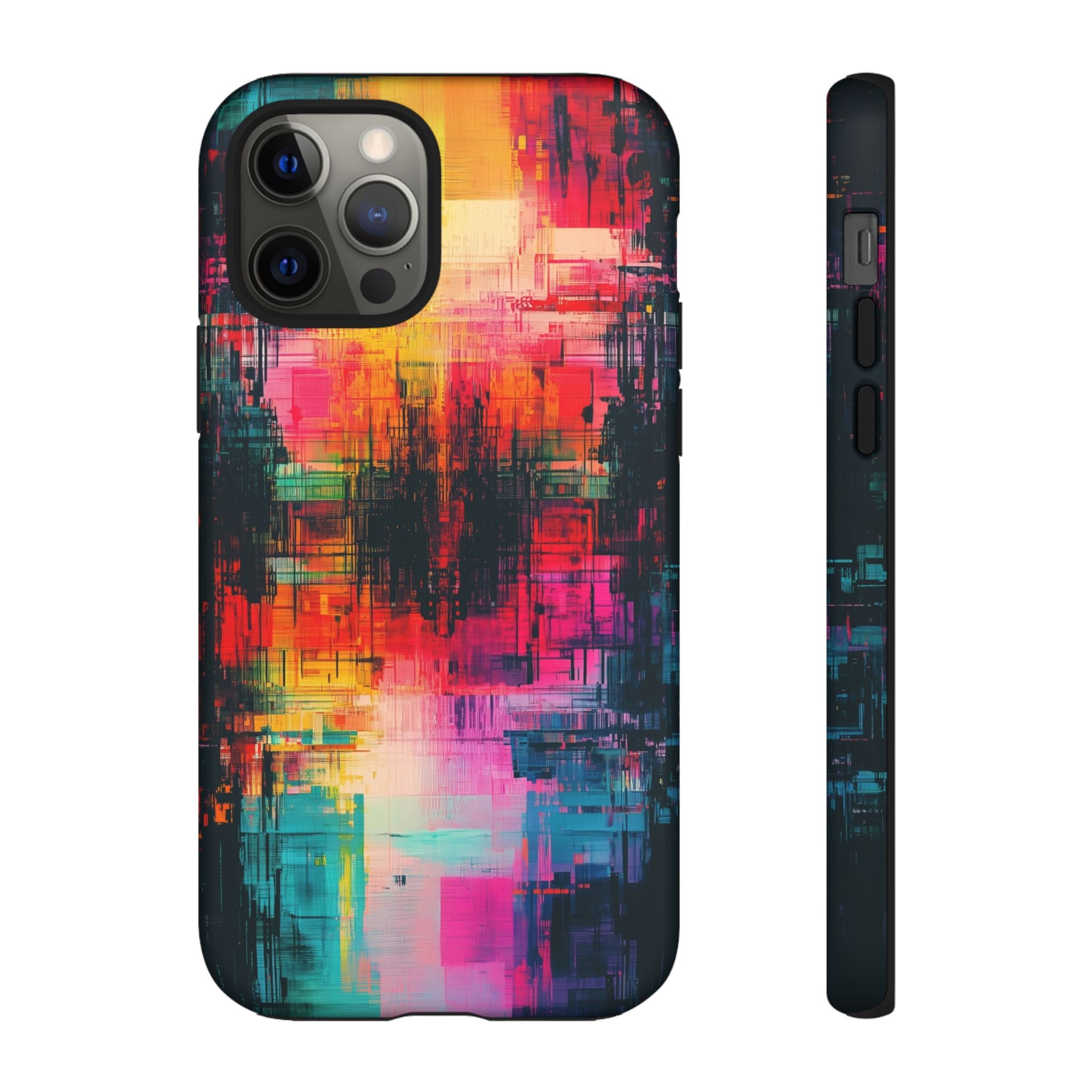 Abstract Neon Glitch Art Tough iPhone Case
