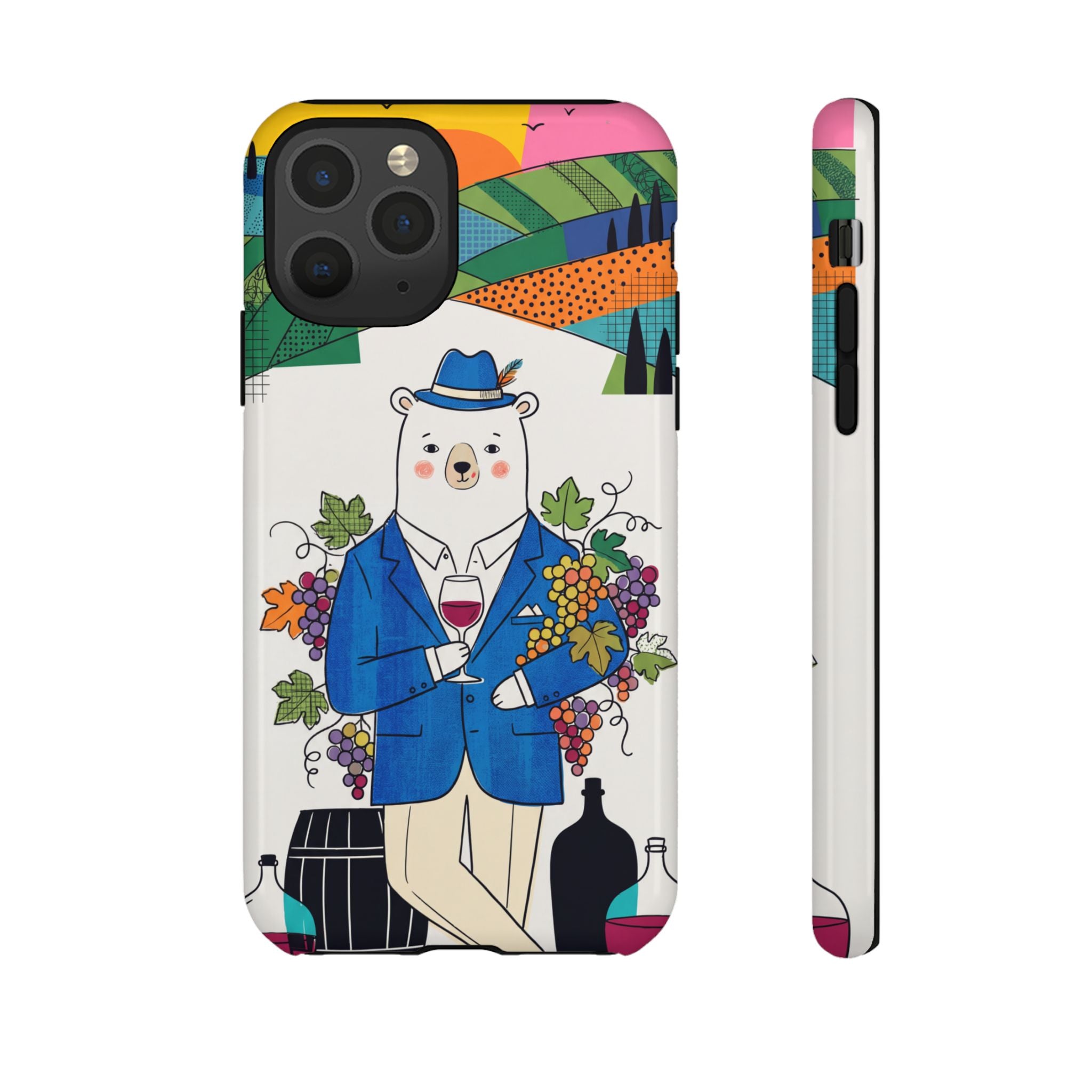 Dapper Polar Bear Wine Lover Illustrated Protective iPhone Case