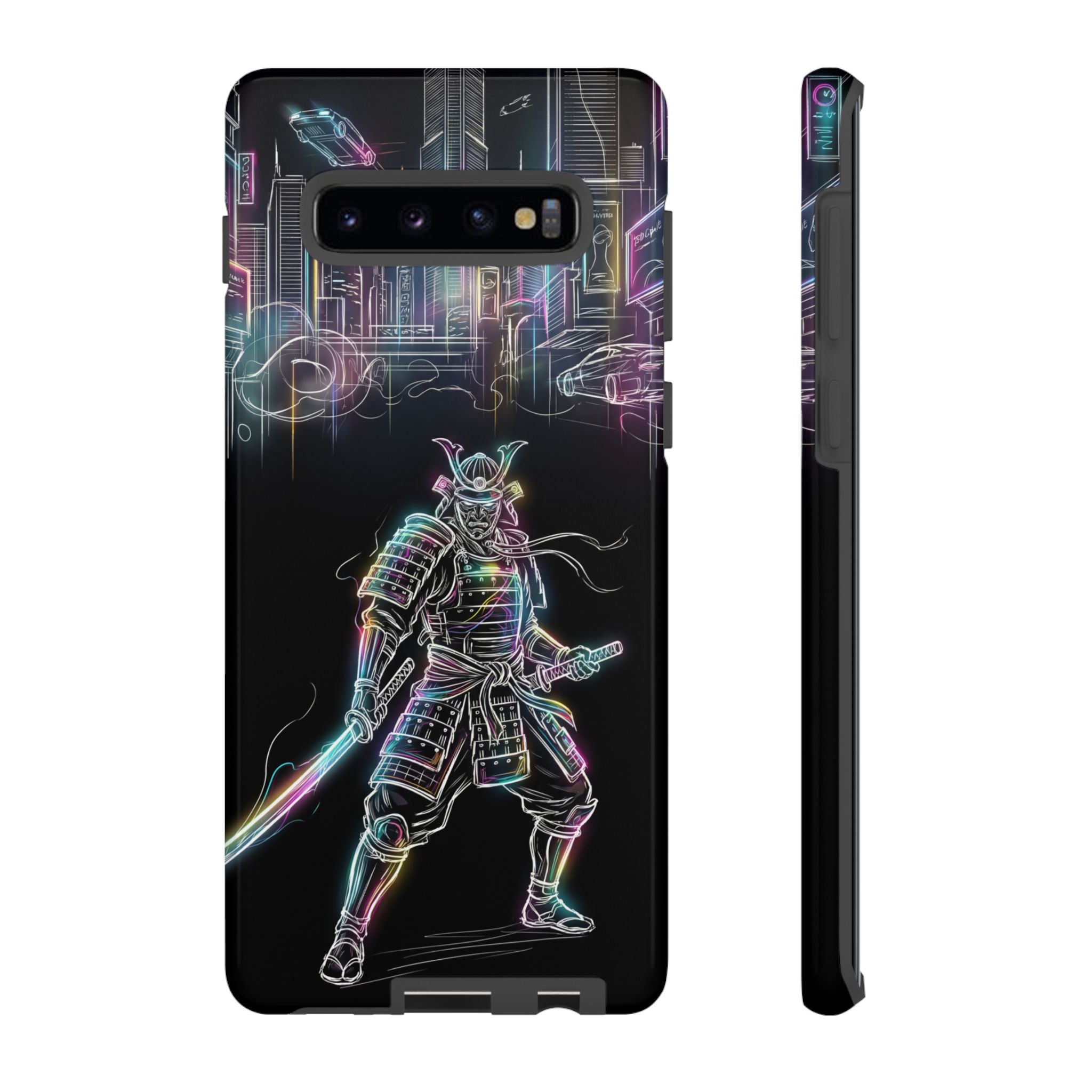 Neon Samurai Samsung Galaxy Phone Case | Cyberpunk City Armor