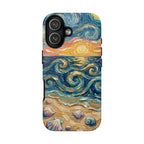 Sea Sunset iPhone Case — Van Gogh‑Style Beach Waves with Shells