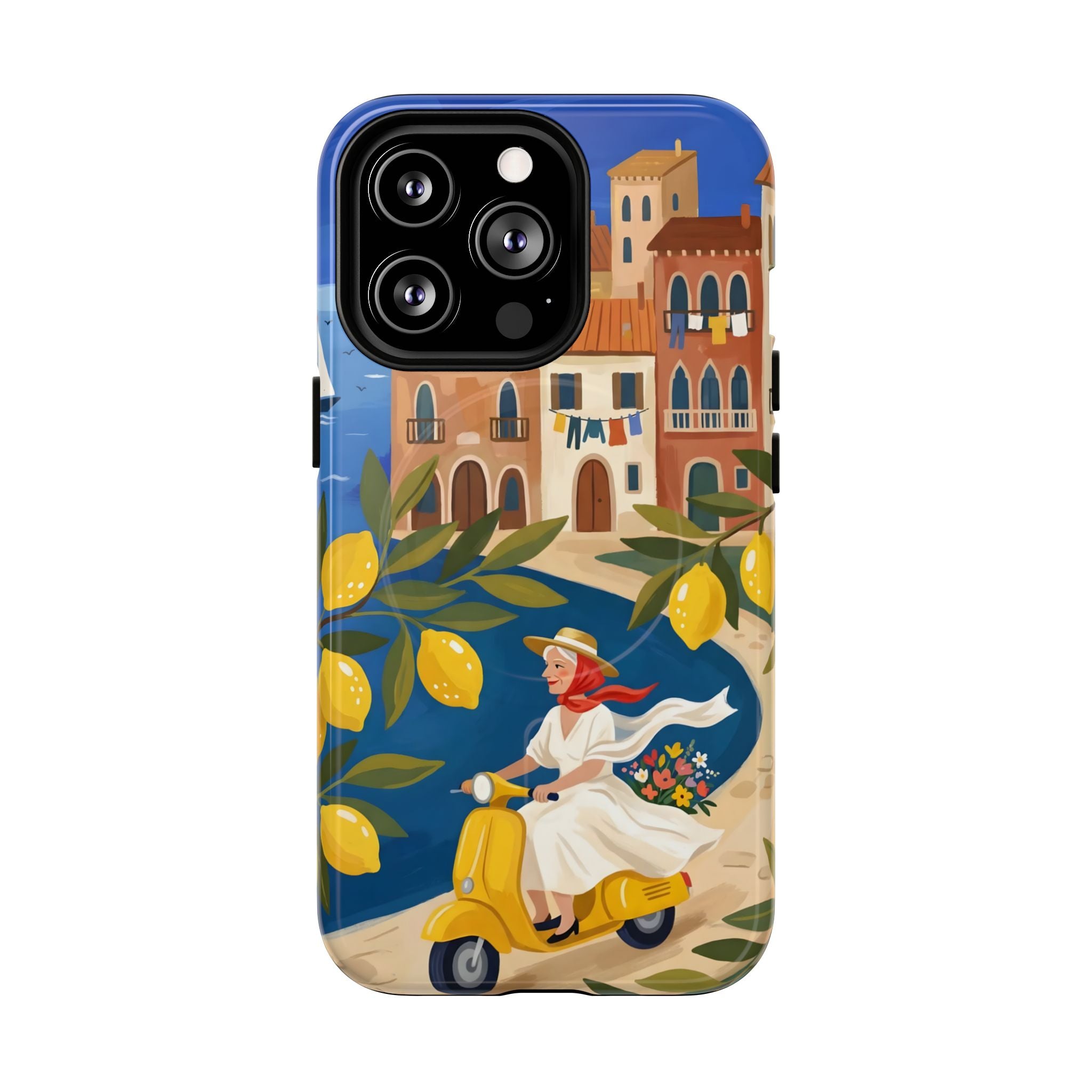 Lemon Coast Scooter MagSafe iPhone Case | Mediterranean Vespa Travel Design
