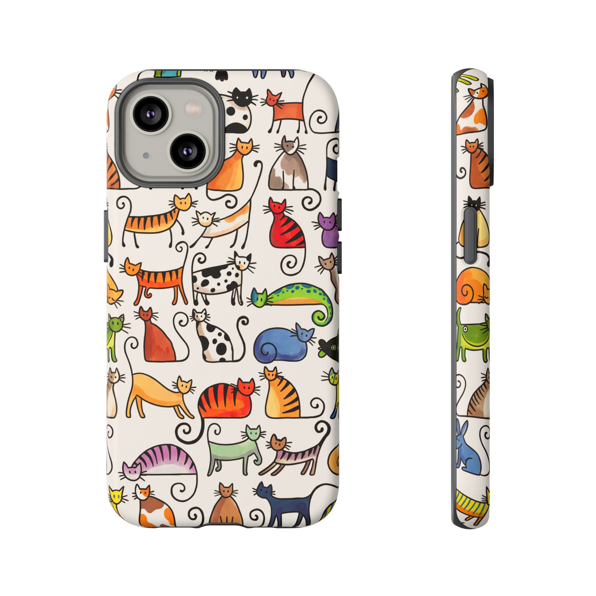 Cat Pattern Tough iPhone Case | Colourful Cartoon Cats
