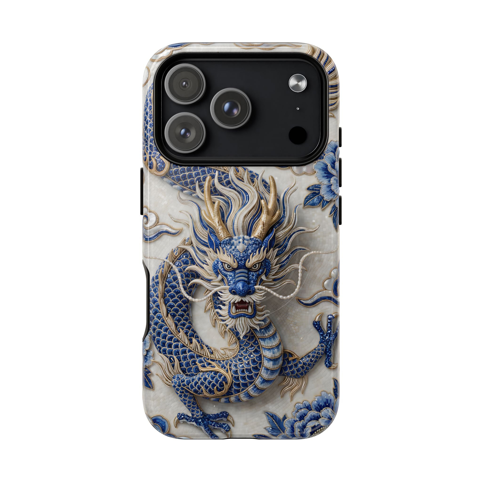 Asian Zodiac Dragon MagSafe iPhone Case | Blue & White Porcelain Luxury Protective Case | Year of the Dragon Gift