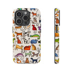 Cat Pattern Tough iPhone Case | Colourful Cartoon Cats