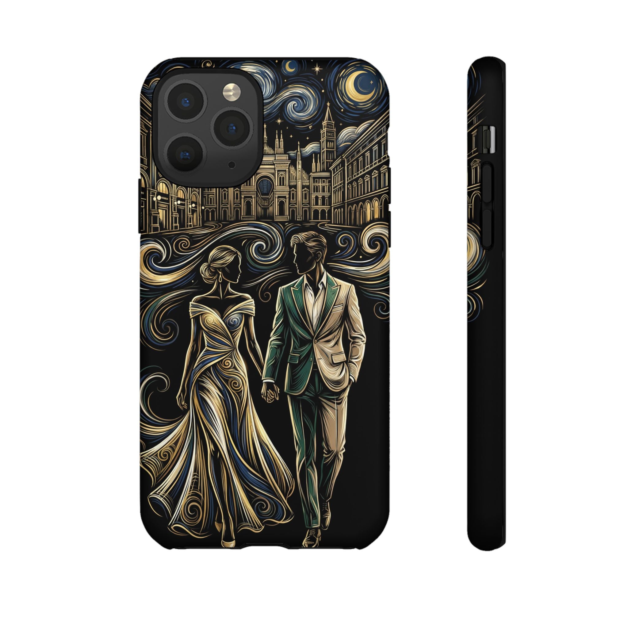 Romantic Night Walk iPhone Case | Elegant Couple Art
