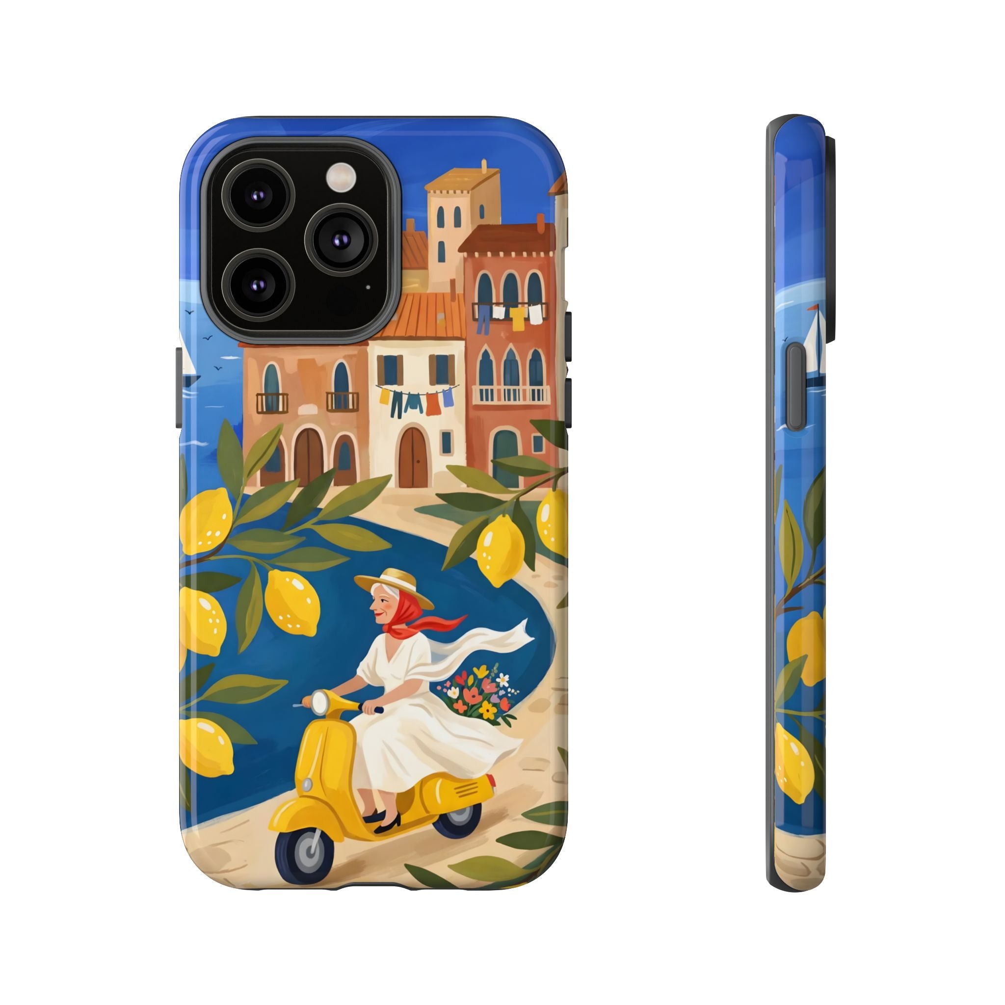 Lemon Coast Scooter iPhone Case | Mediterranean Vespa Travel Design
