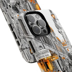 Custodia per iPhone Vintage Italy Street | Schizzo in bianco e nero con dettagli arancioni