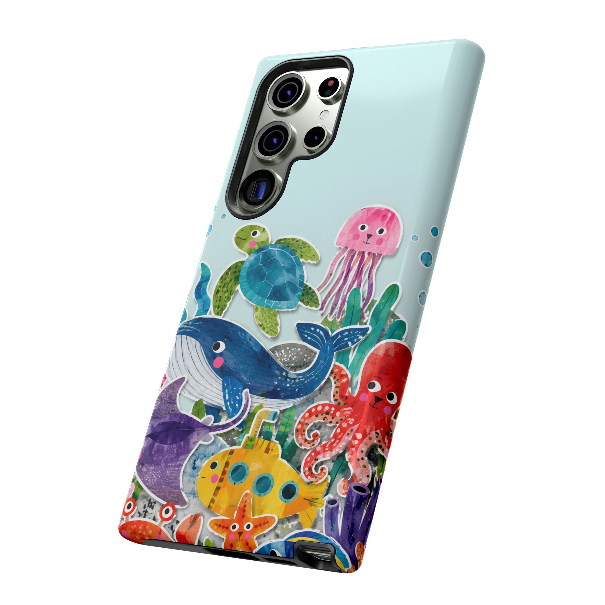 Cute Coastal Ocean Samsung Galaxy Phone Case | Aesthetic Whale Turtle Marine Life Cover