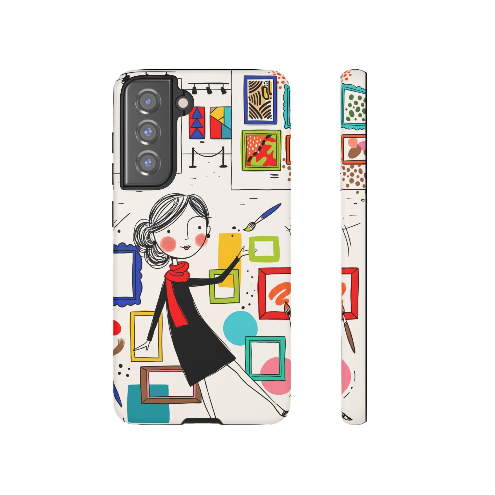Art Gallery Illustration Samsung Galaxy Phone Case | Cute Woman with Frames Design