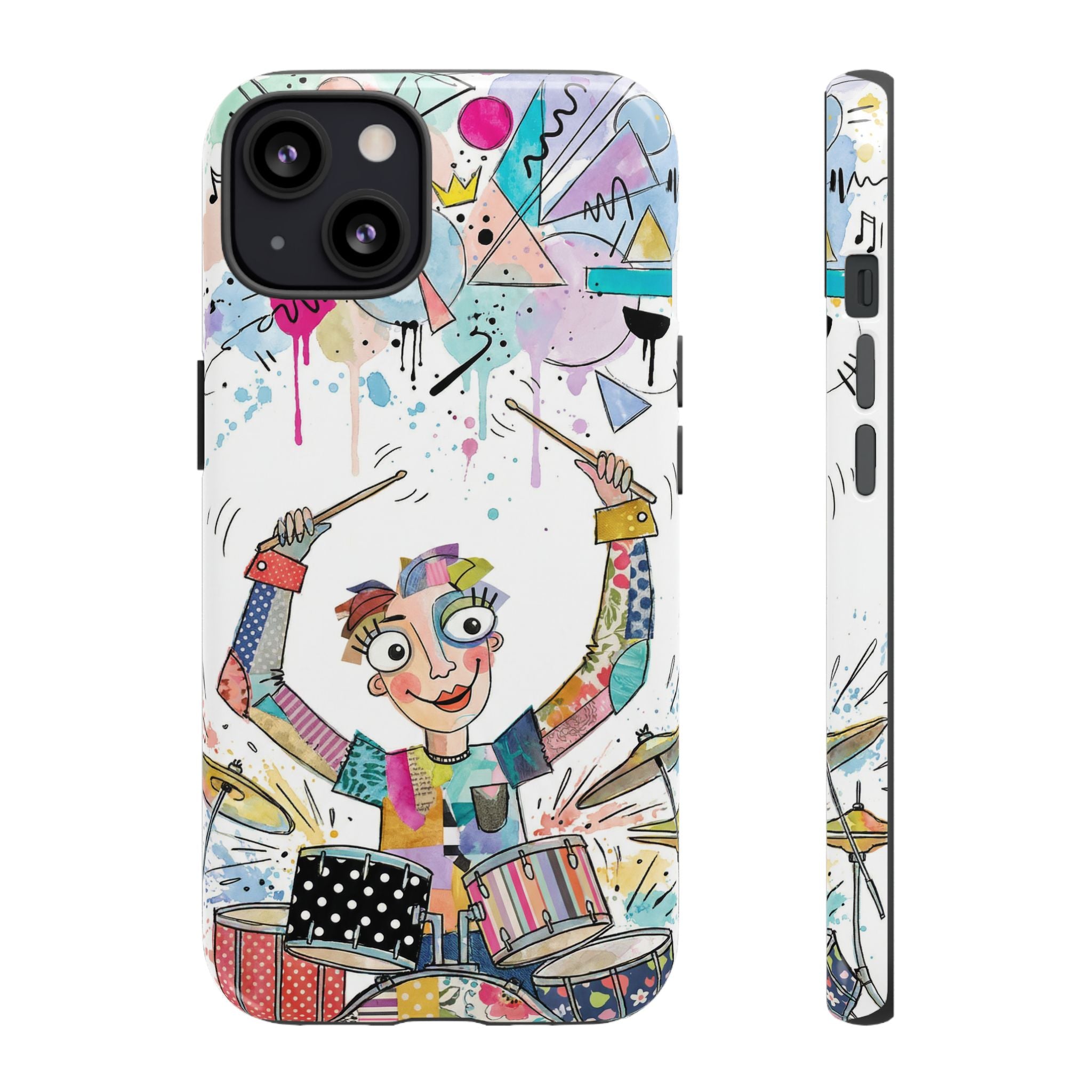 Drummer Boy iPhone Case | Colorful Cartoon Drum Kit Protective Cover