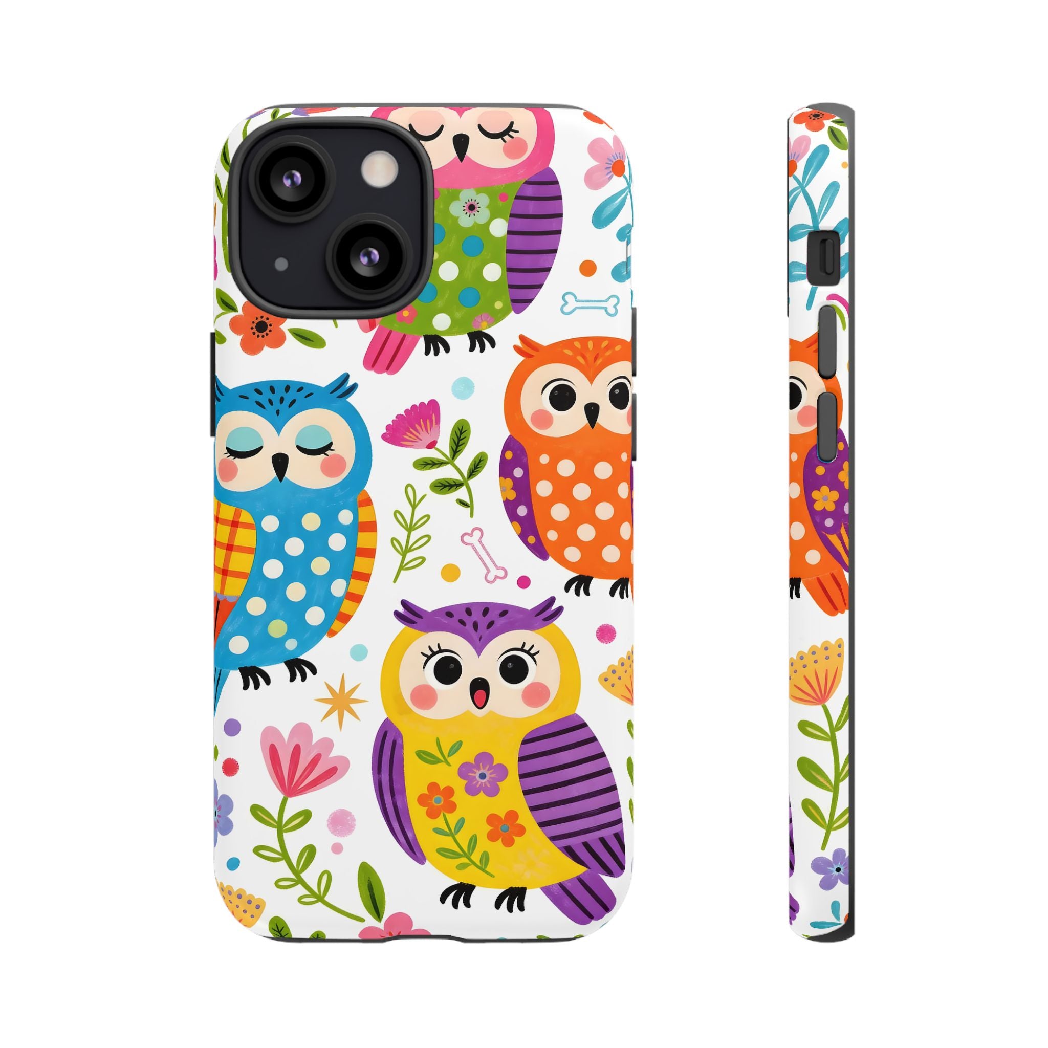 Cute Colorful Owls iPhone Case | Cute Owl Pattern Tough Case