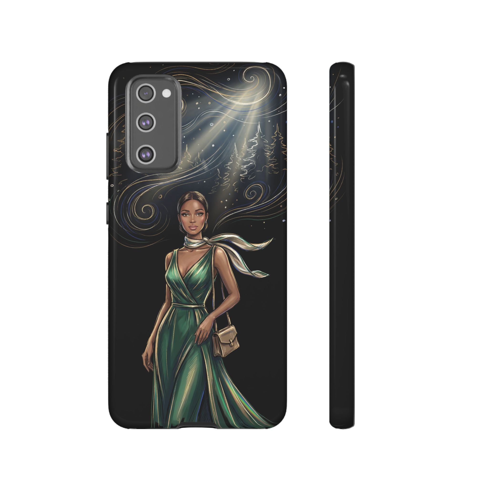 Elegant Woman in Green Dress Art Protective Tough Samsung Galaxy Phone Case