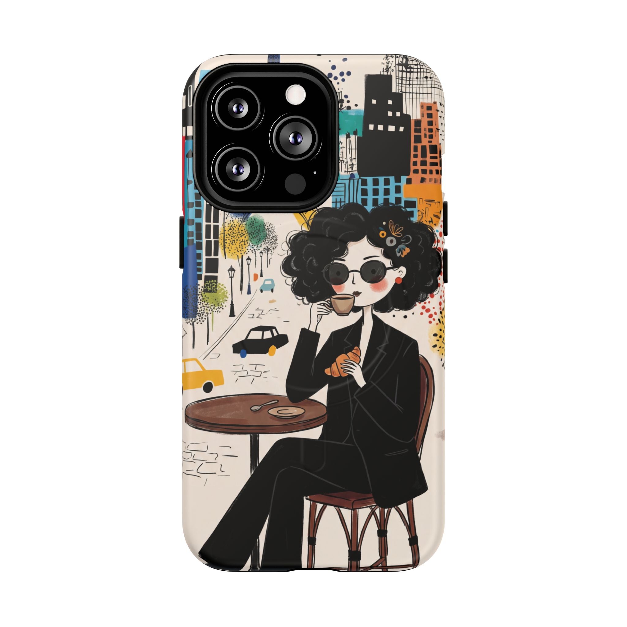 Paris Cafe Chic MagSafe iPhone Case | Stylish Woman Illustration iPhone Cover