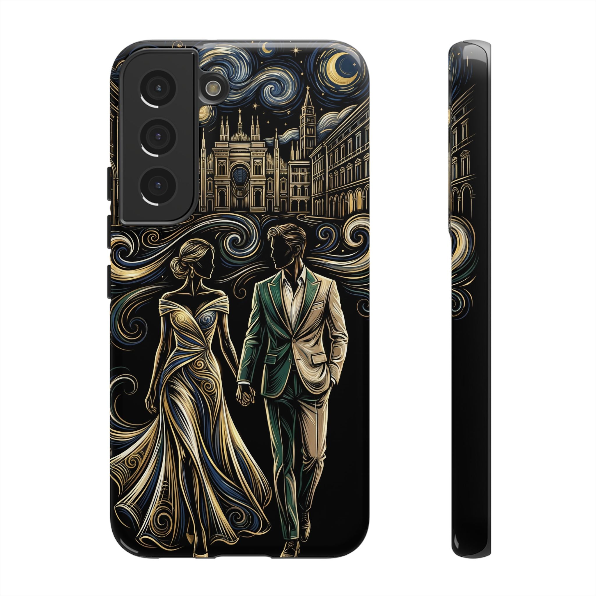 Romantic Night Walk Samsung Galaxy Phone Case | Elegant Couple Art