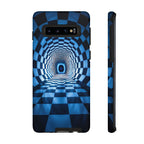 Blue Checkered Tunnel Samsung Galaxy Case — 3D Optical Illusion Tough Case