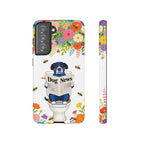 Dog News Floral Samsung Galaxy Phone Case | Cute Dog on Toilet Pattern, Spring Floral