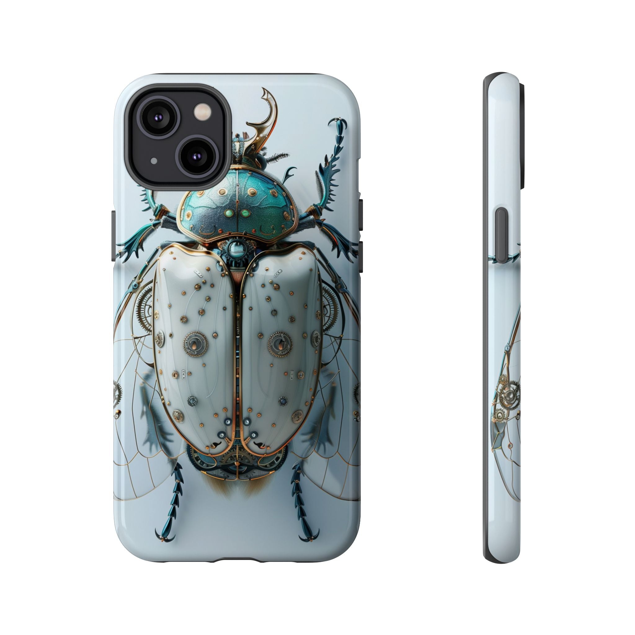 Steampunk White Beetle Protective Tough iPhone Case