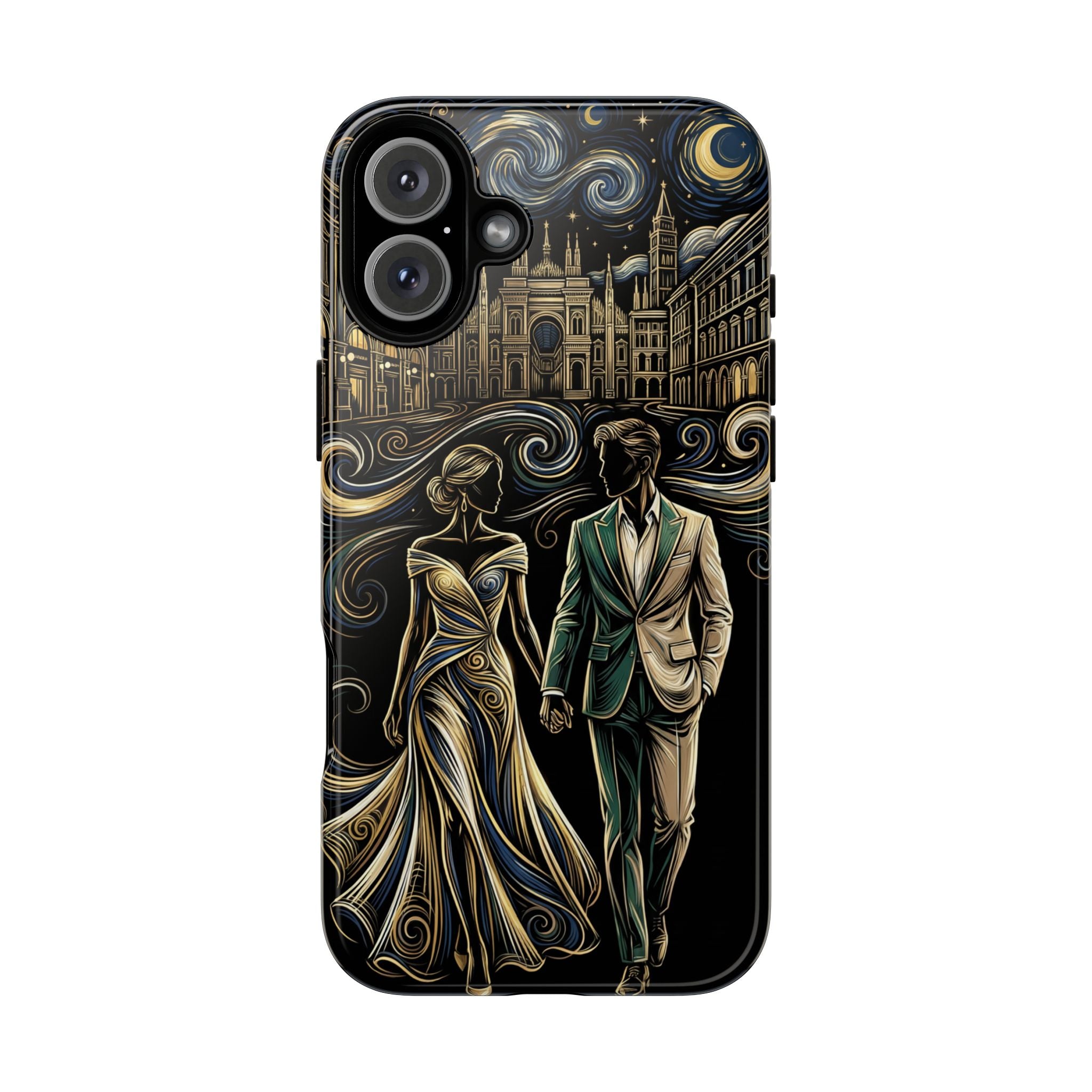 Romantic Night Walk iPhone Case | Elegant Couple Art