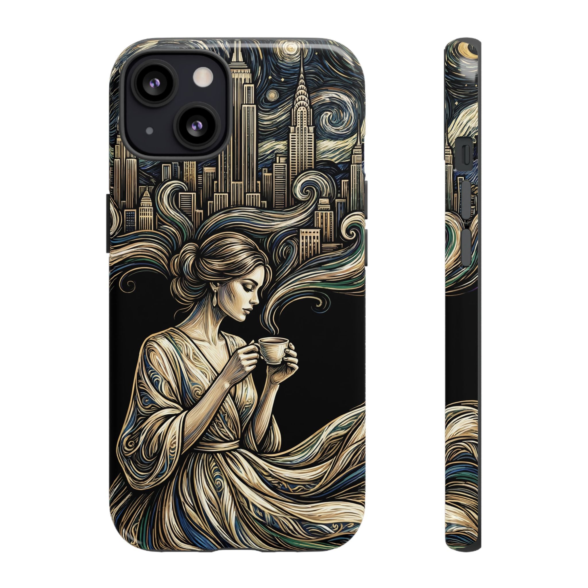 Vintage Cityscape Woman Tea Art iPhone Case