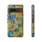 Jungle Animals Tough Google Pixel Phone Case | Colorful Tiger, Elephant & Monkey Protective Cover