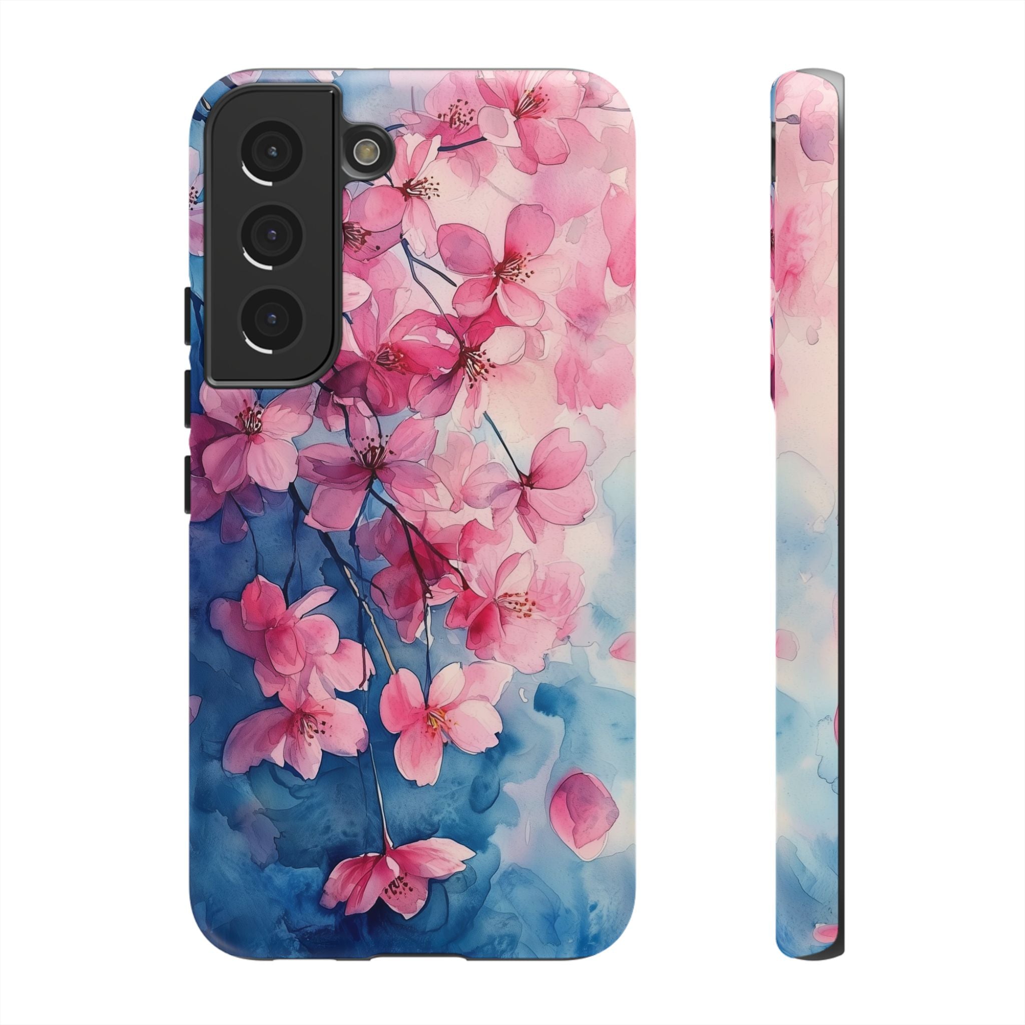 Floral Cherry Blossom Samsung Galaxy Case | Pink Blue Watercolour