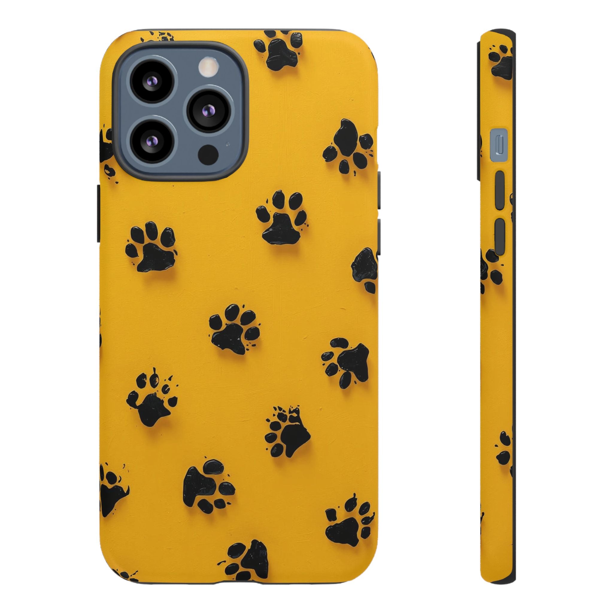 Yellow Paw Print Tough iPhone Case — Protective Dog & Cat Lover Cover