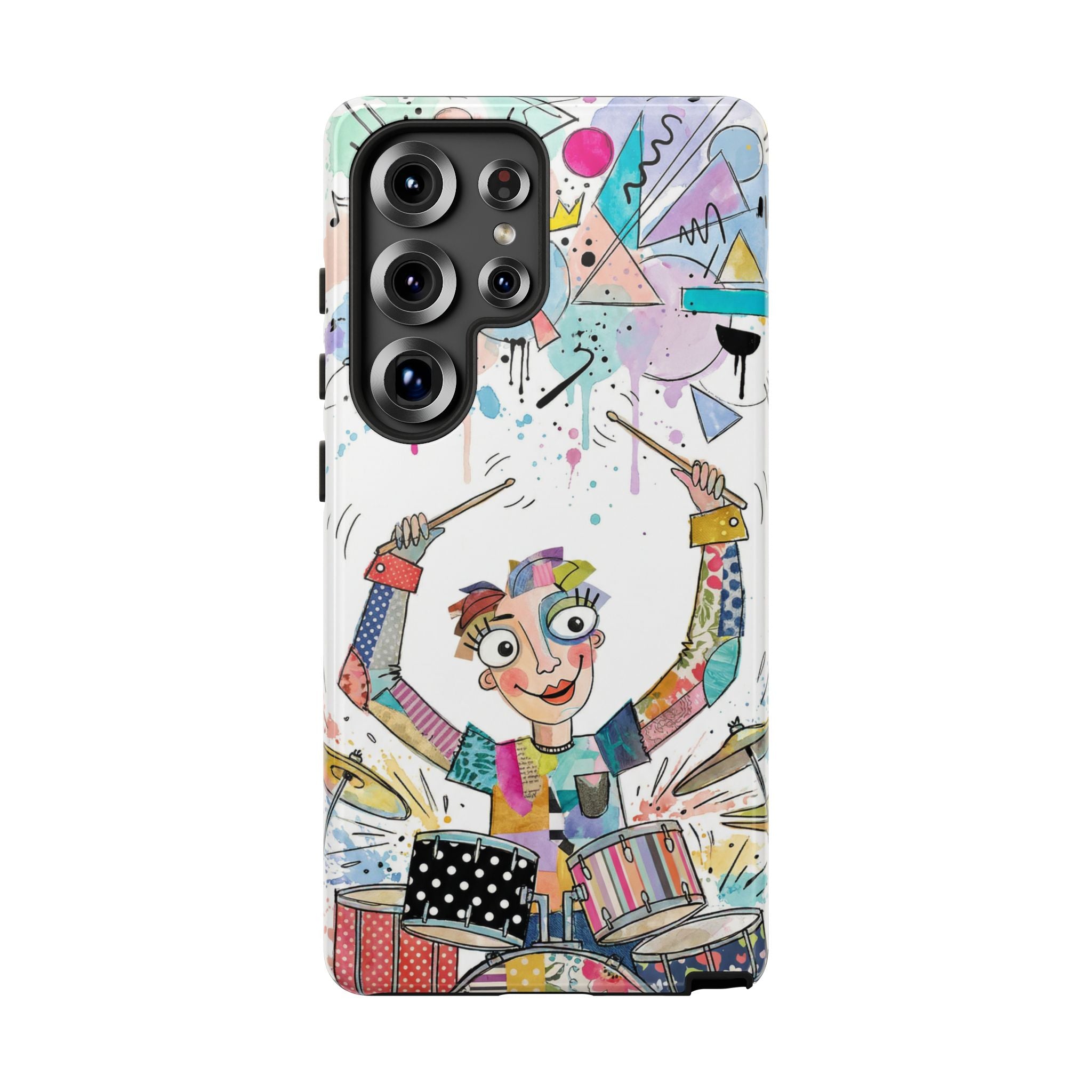 Drummer Boy Samsung Galaxy Phone Case | Colorful Cartoon Drum Kit Protective Cover