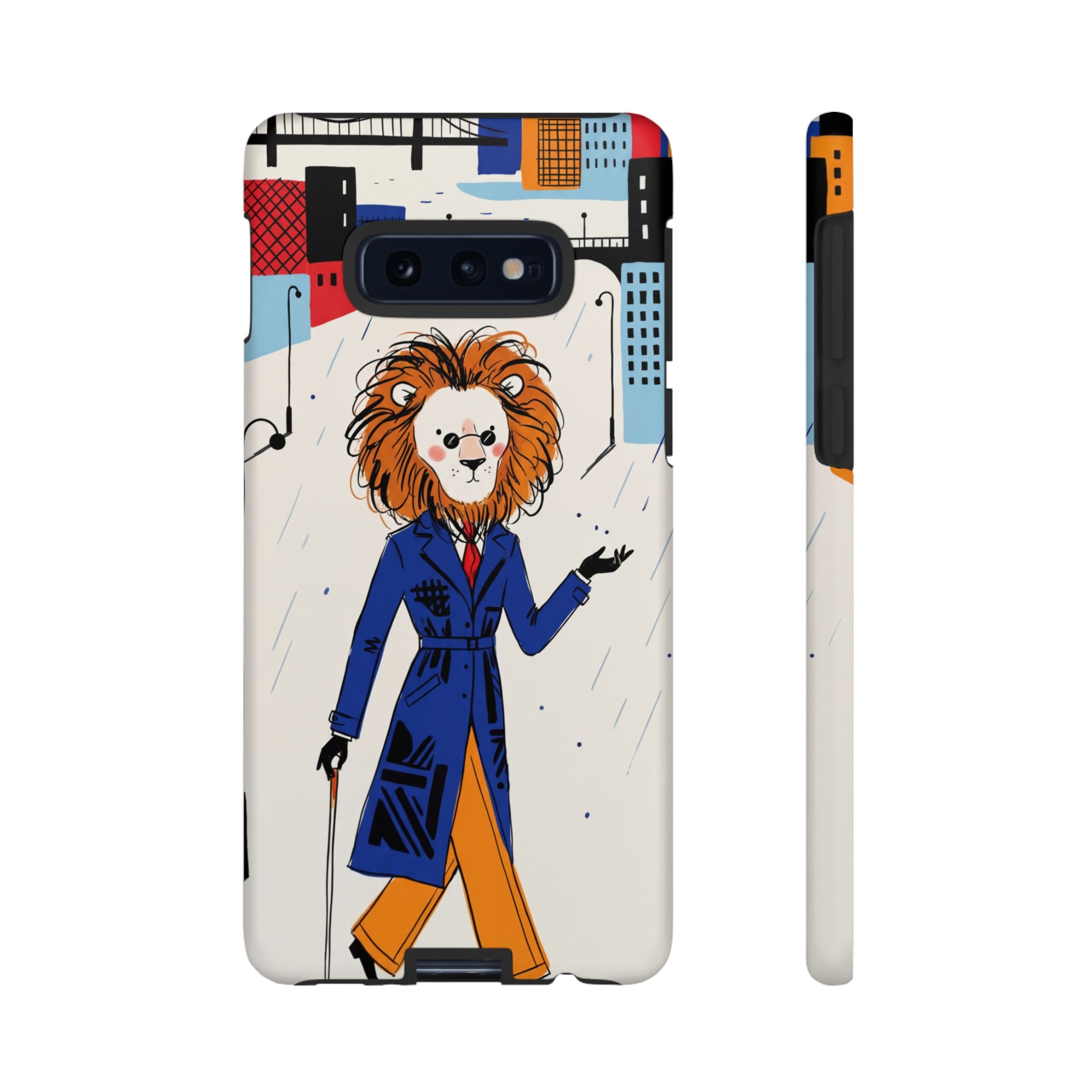 Lion Gentleman Samsung Galaxy Phone Case | Dapper Lion in City Rain