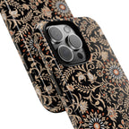 Batik Floral Black Ornate Daisies Tough iPhone Case