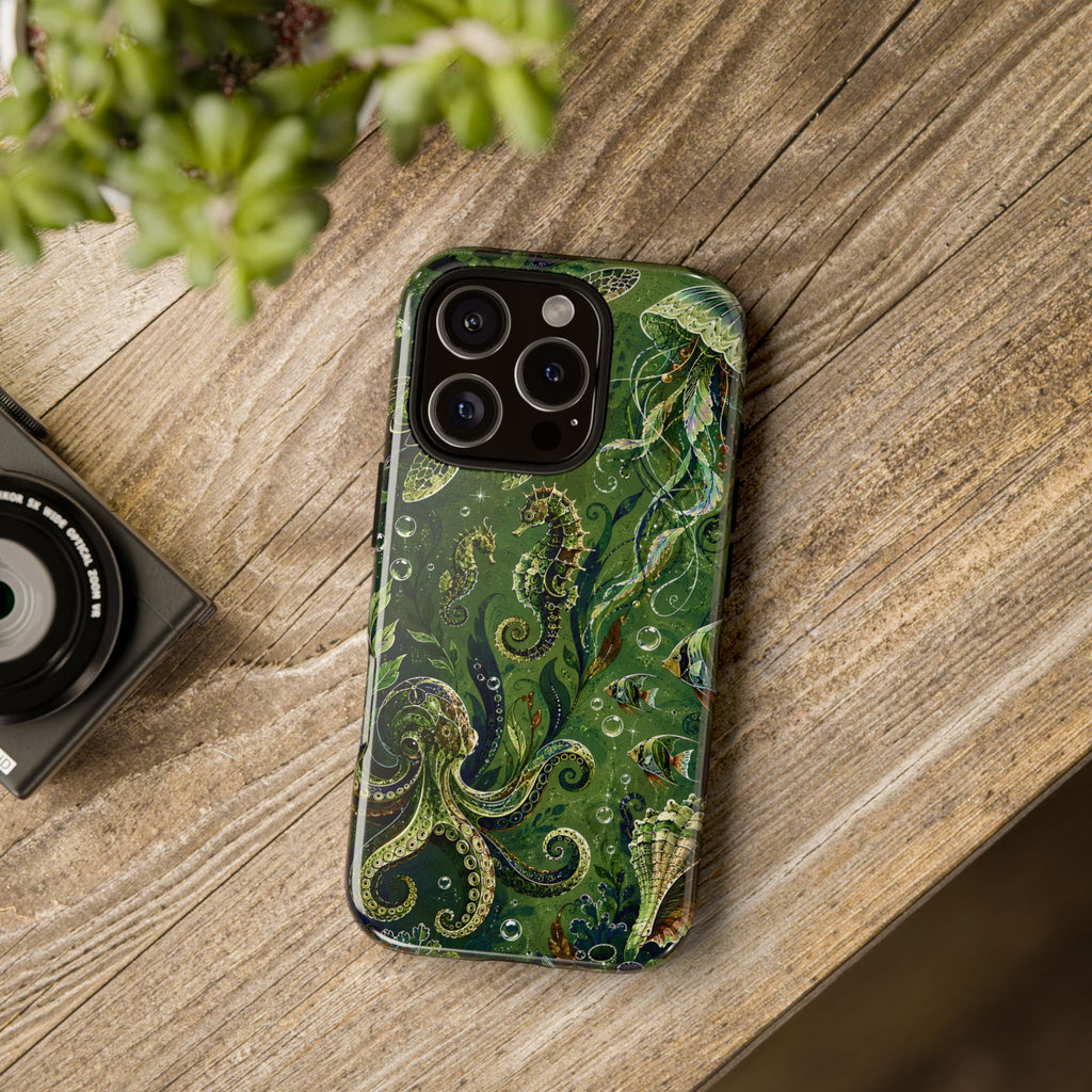 Octopus Tough iPhone Case | Jewel Green Ocean Animal Cover