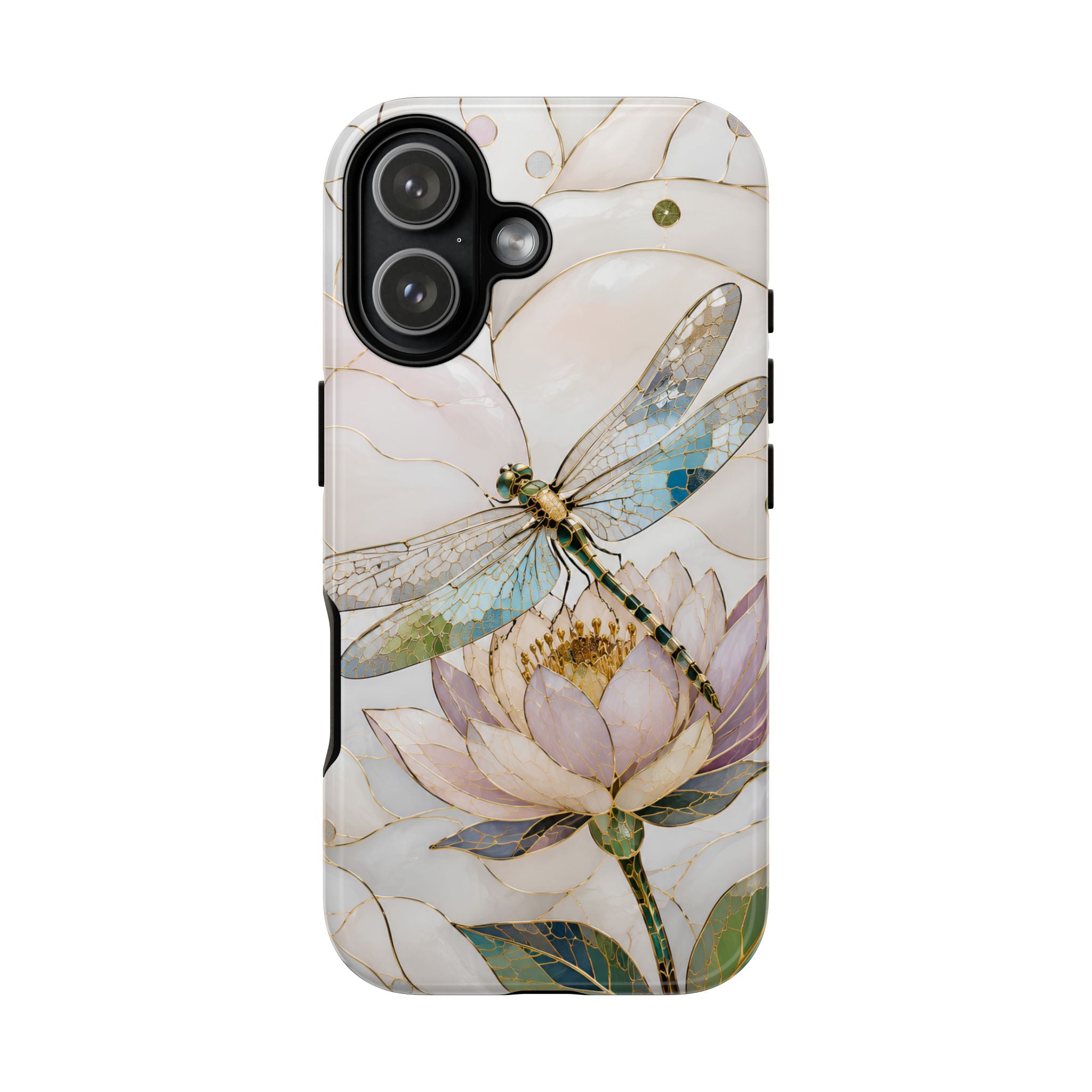 Dragonfly Lotus iPhone Case | Stained Glass Floral Phone Case
