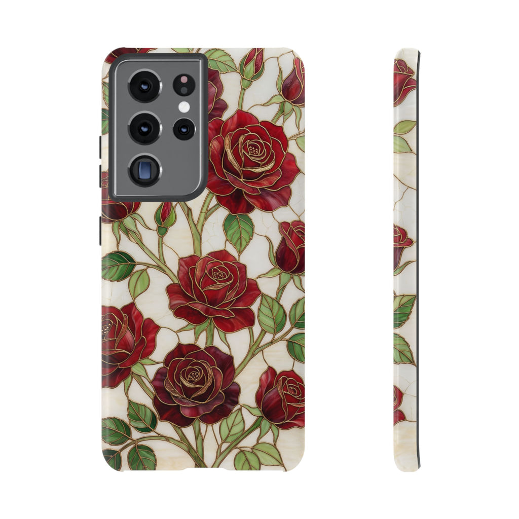Custodia resistente per Samsung Galaxy con motivo floreale vintage a rosa rossa