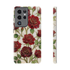 Custodia resistente per Samsung Galaxy con motivo floreale vintage a rosa rossa
