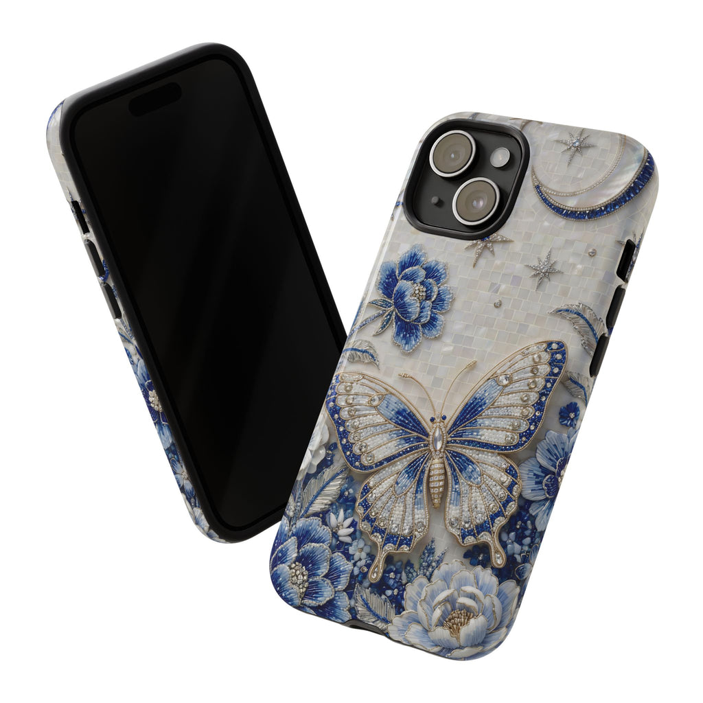 Blue Moon Butterfly iPhone Case | Floral Protective Tough Case