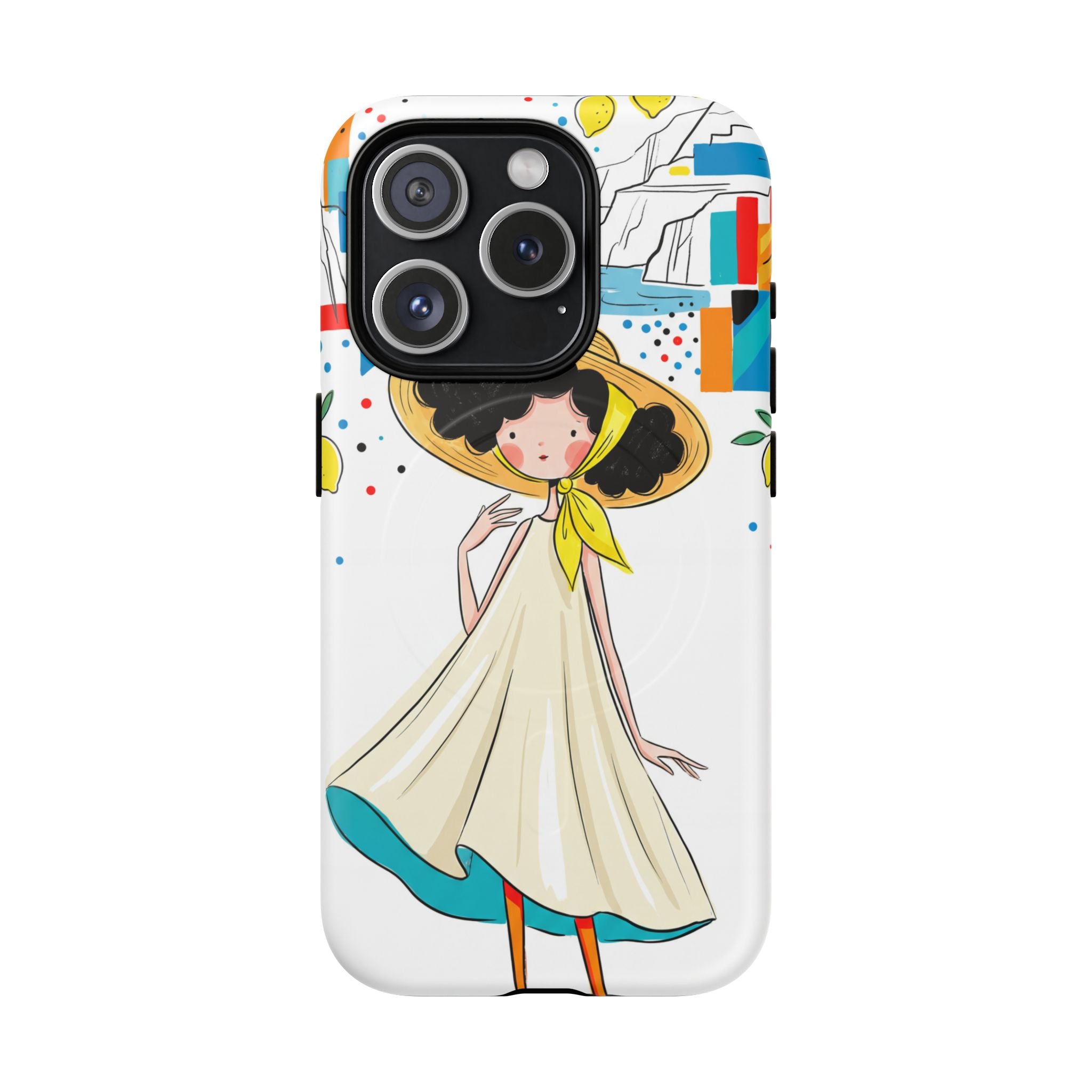 Cute Summer Girl MagSafe iPhone Case | Whimsical Coastal Illustration Protective Case