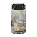 Custodia per iPhone a forma di tazza di tè floreale vintage — Elegante custodia romantica per smartphone