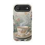 Custodia per iPhone a forma di tazza di tè floreale vintage — Elegante custodia romantica per smartphone