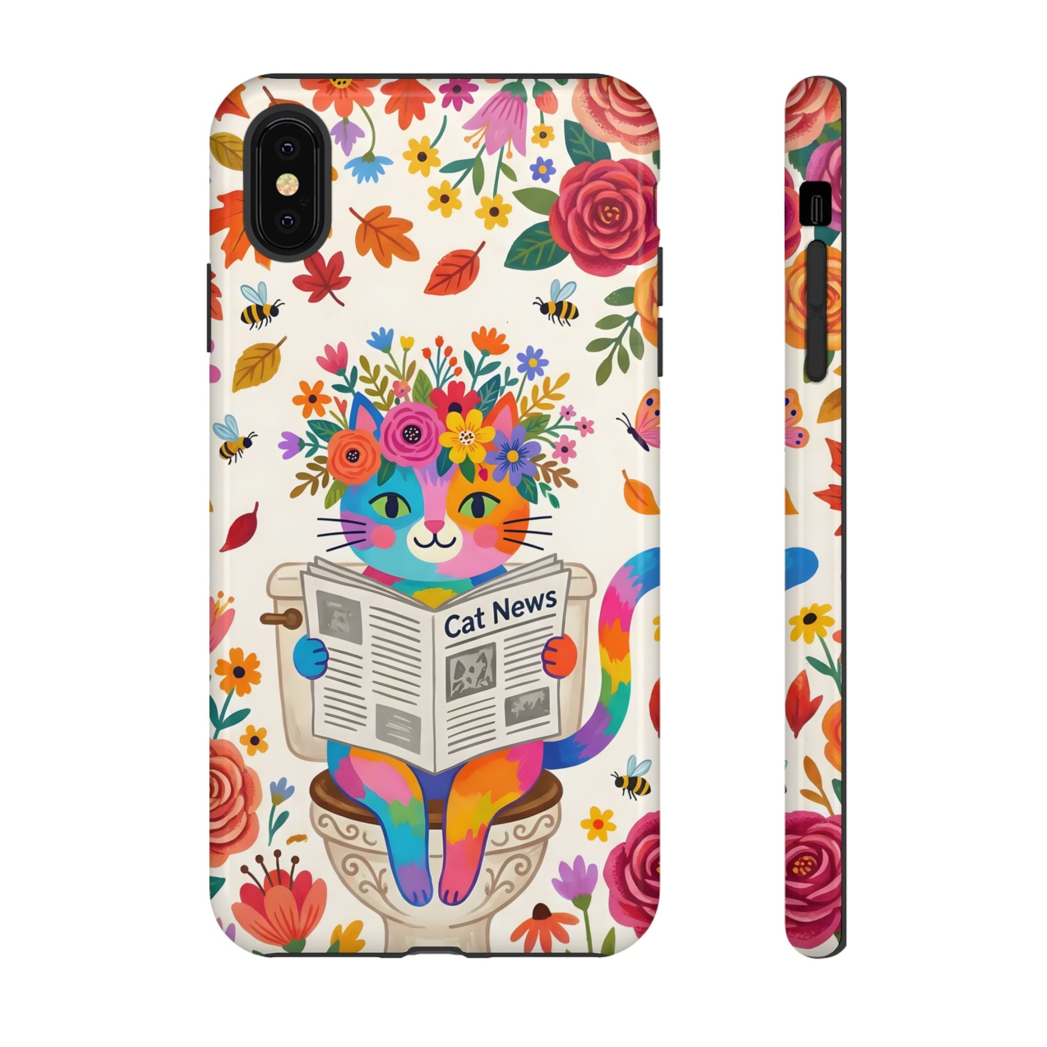 Floral Rainbow Cat iPhone Case | Cat News Design