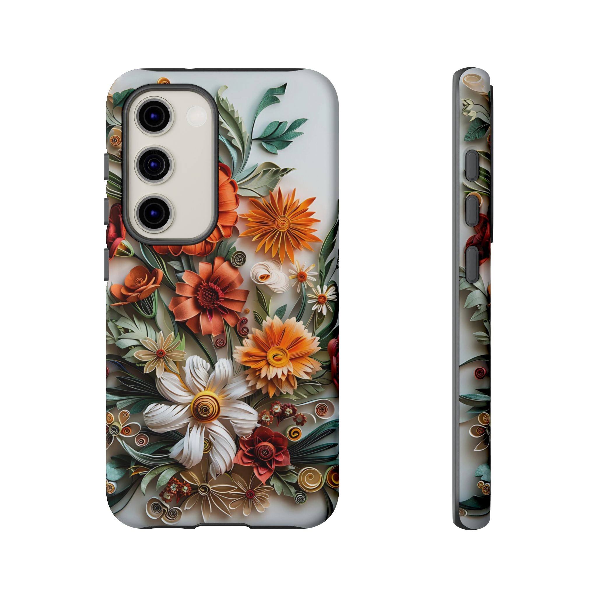 Floral Quilling Tough Samsung Galaxy Case — Orange Daisy