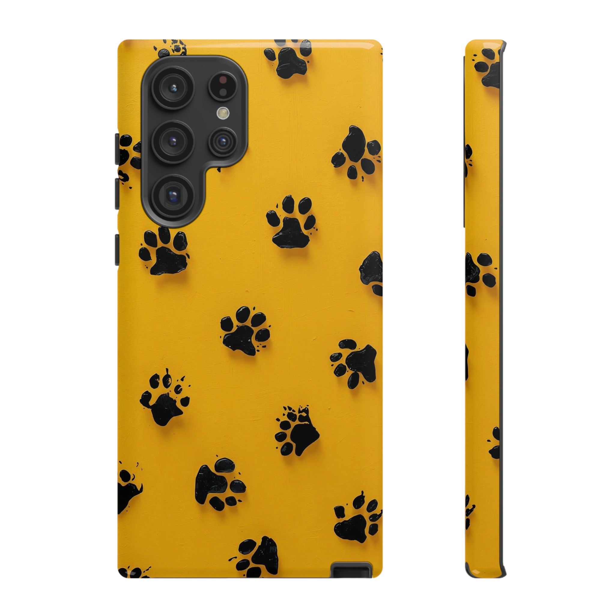 Yellow Paw Print Tough Samsung Galaxy Case — Protective Dog & Cat Lover Cover