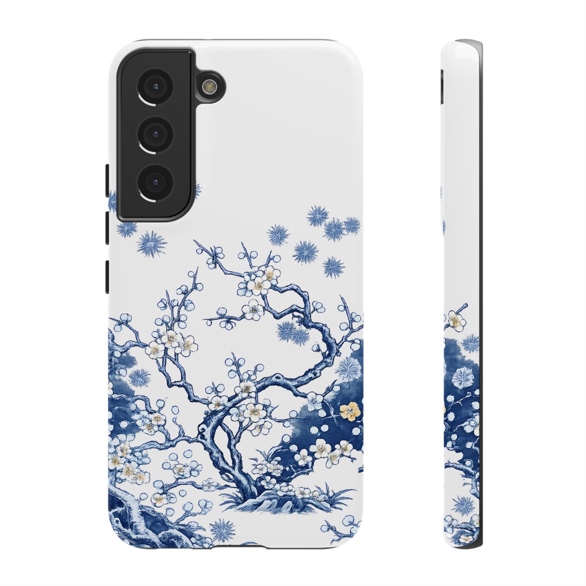 Vintage Blue White Porcelain Samsung Galaxy Phone Case | Chinoiserie Floral Tough Cover
