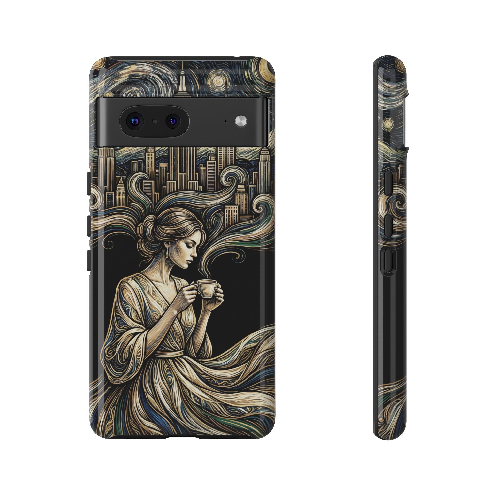 Vintage Cityscape Woman Tea Art Google Pixel Phone Case