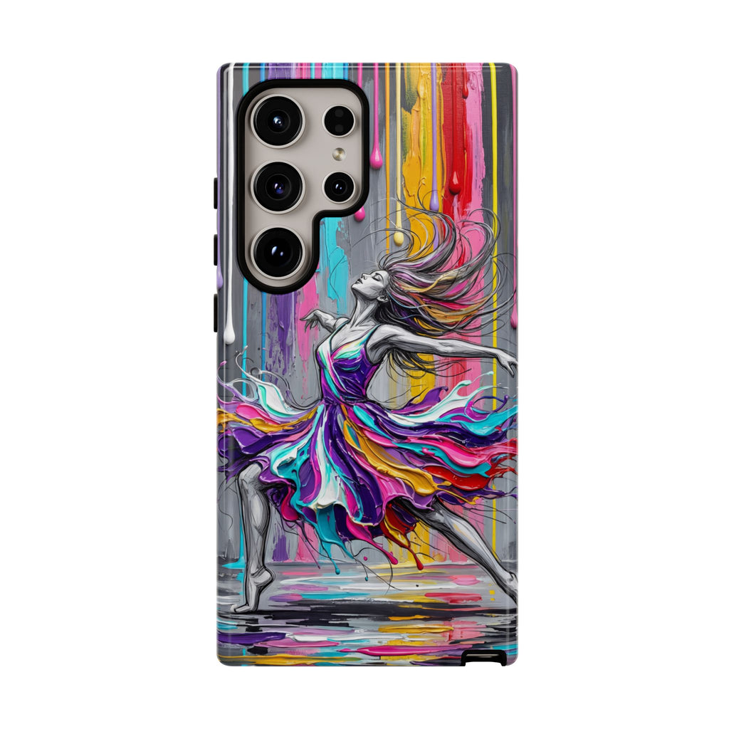 Colorful Dancer Tough Samsung Galaxy Phone Case | Vibrant Drip Art Protective Cover