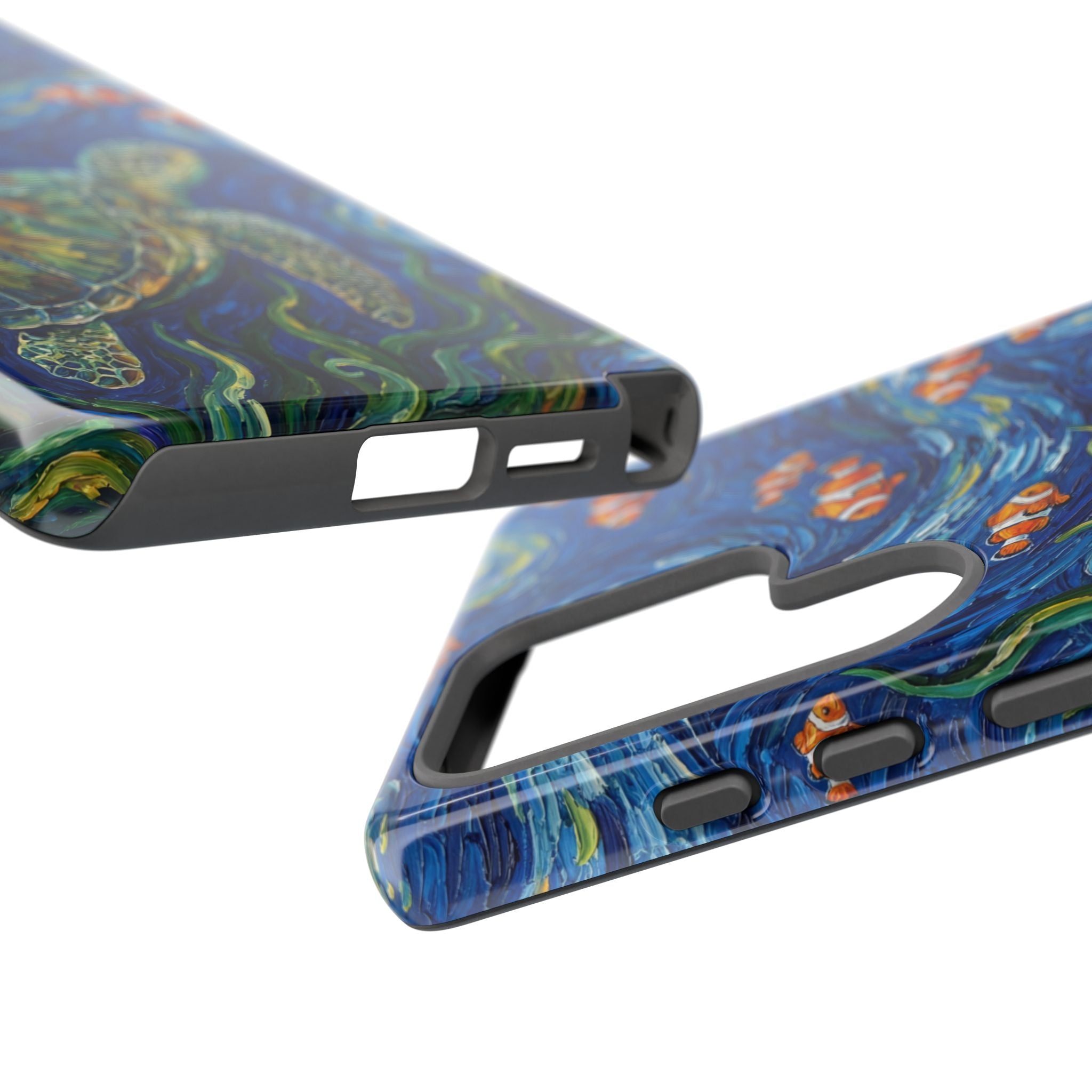 Sea Turtle & Clownfish Tough Samsung Galaxy Case | Van Gogh Style Ocean Art