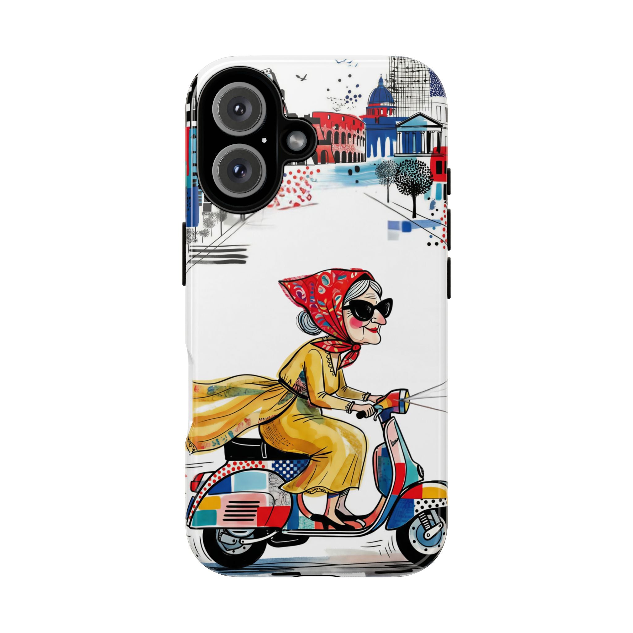 Vintage Vespa Granny iPhone Case | Retro Scooter Travel iPhone Cover