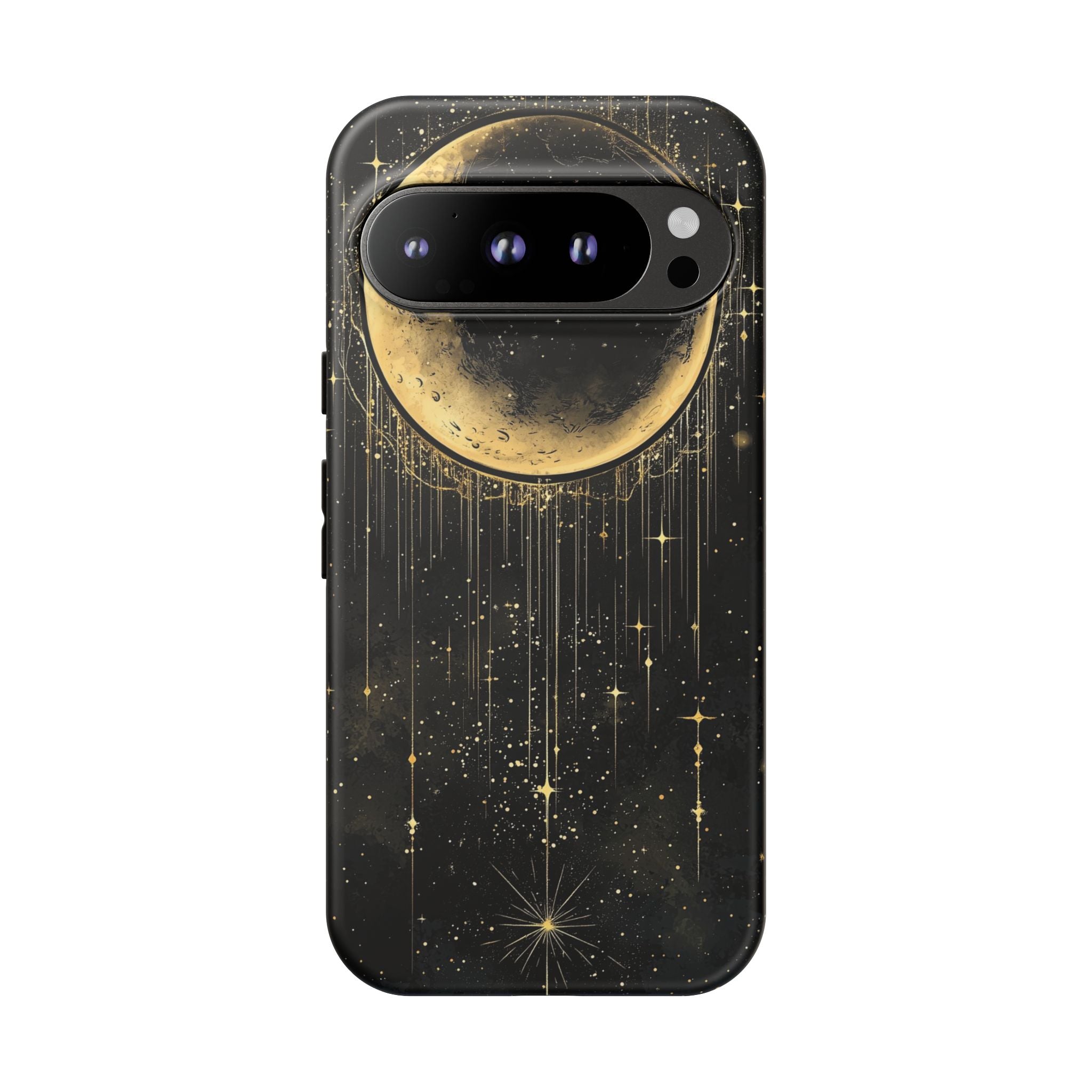 Moonlit Crescent Tough Google Pixel Case | Gold Stars Night Sky