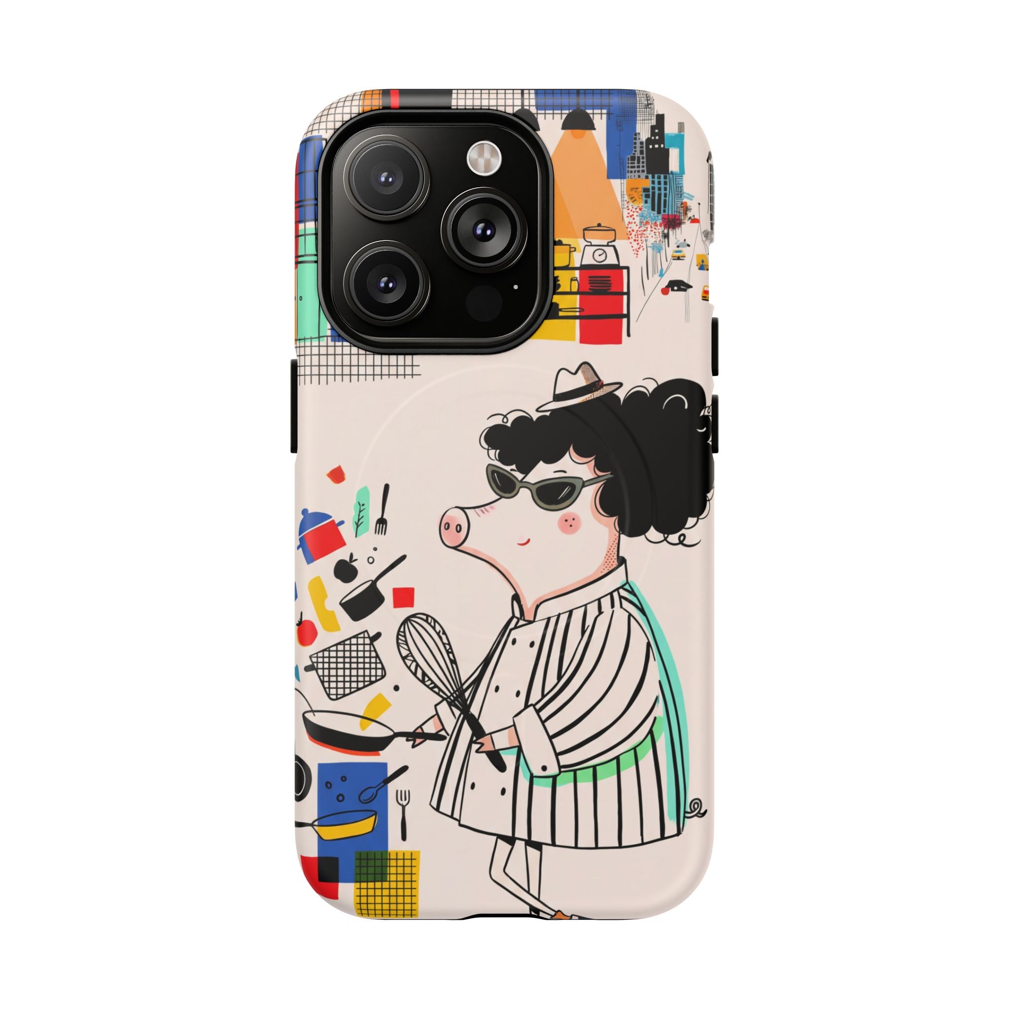 Cute Chef Pig MagSafe iPhone Case | Quirky Cartoon Kitchen Art Tough Case