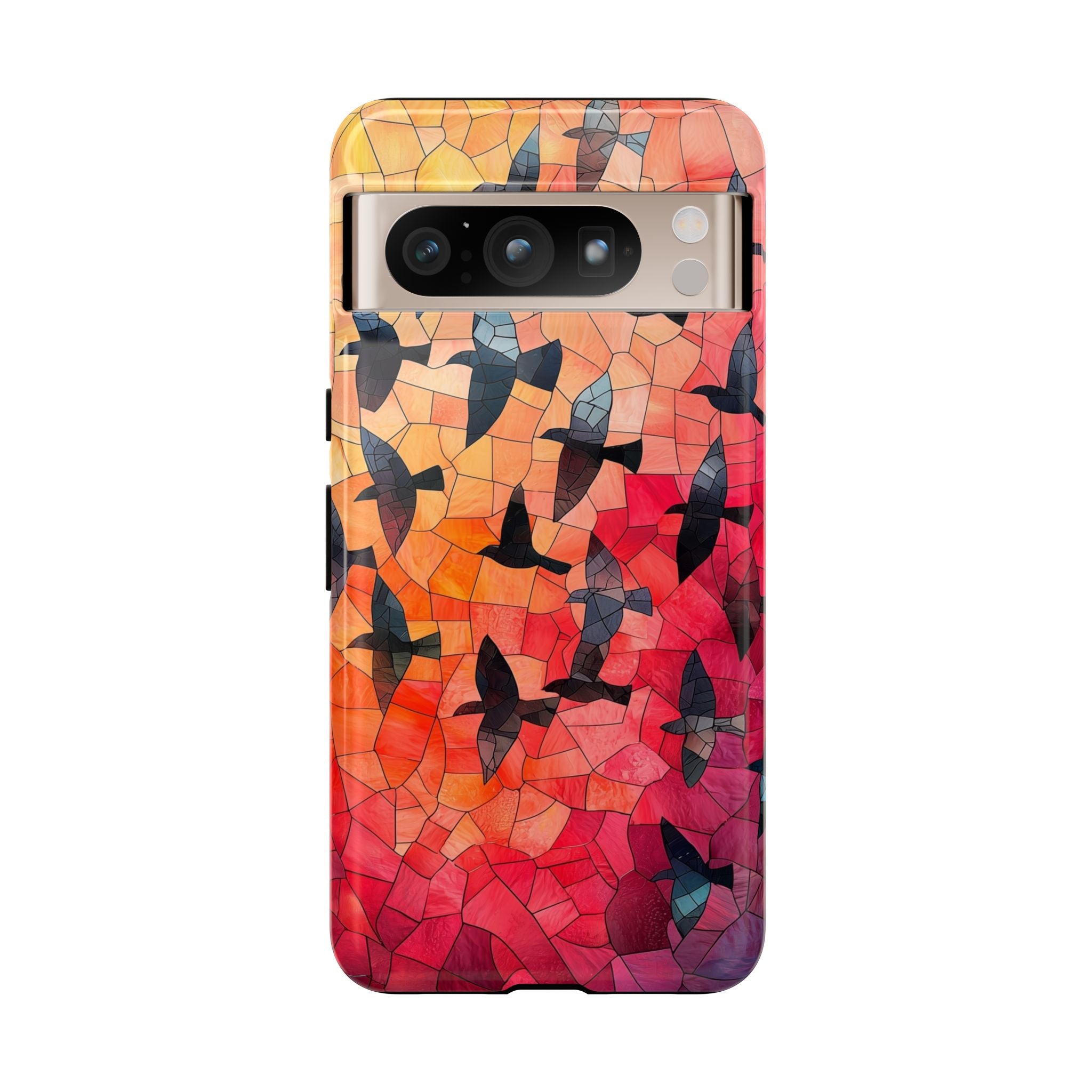 Stained Glass Mosaic Sunset Birds Google Pixel Case